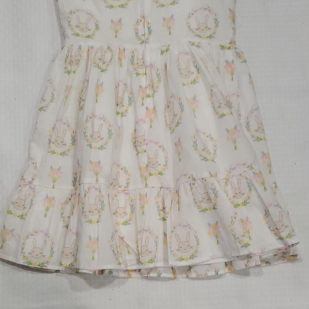 Place Girls Fit and Flare Bunny Casual Easter Dress with Flutter Sleeves Size 10 - Picture 8 of 14